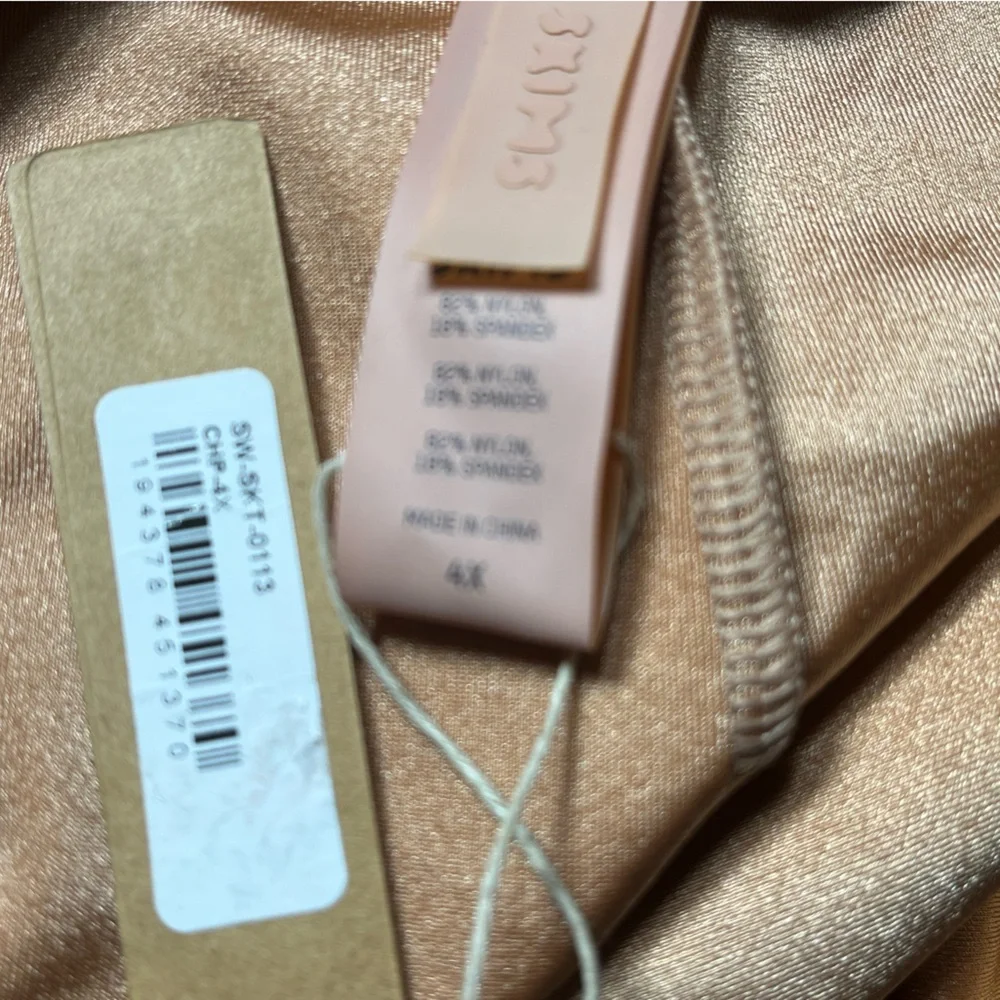 NWT Skims Metallic Swim Sarong Mini Skirt in Champagne Rose Gold - Size 4X